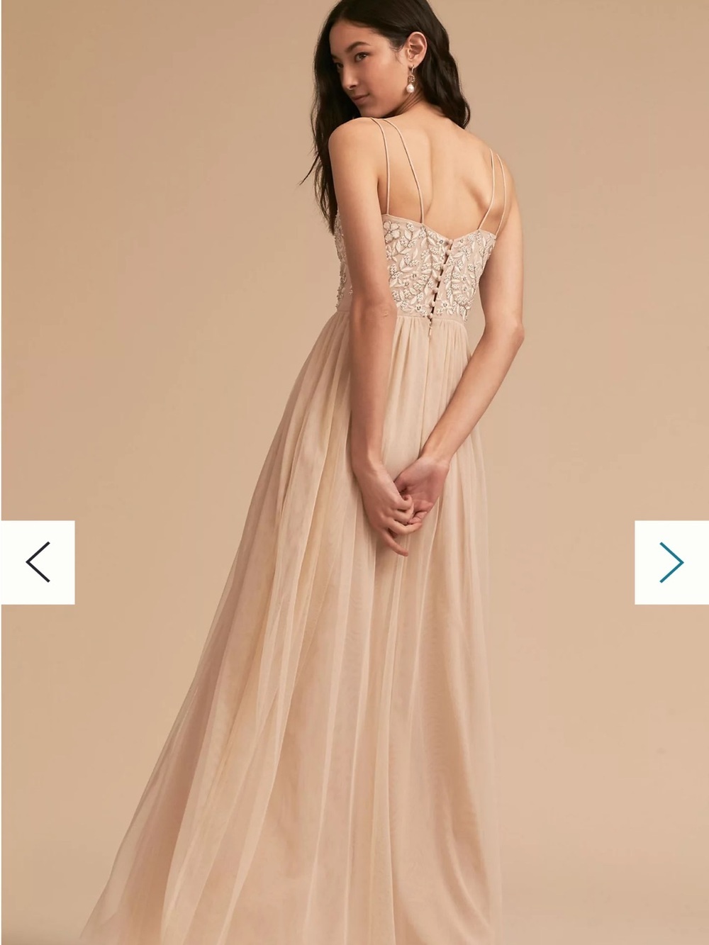 BHLDN Anthropologie Elowen Beaded Gown Dress Size 18 Plus Size Champagne Formal - Picture 9 of 9